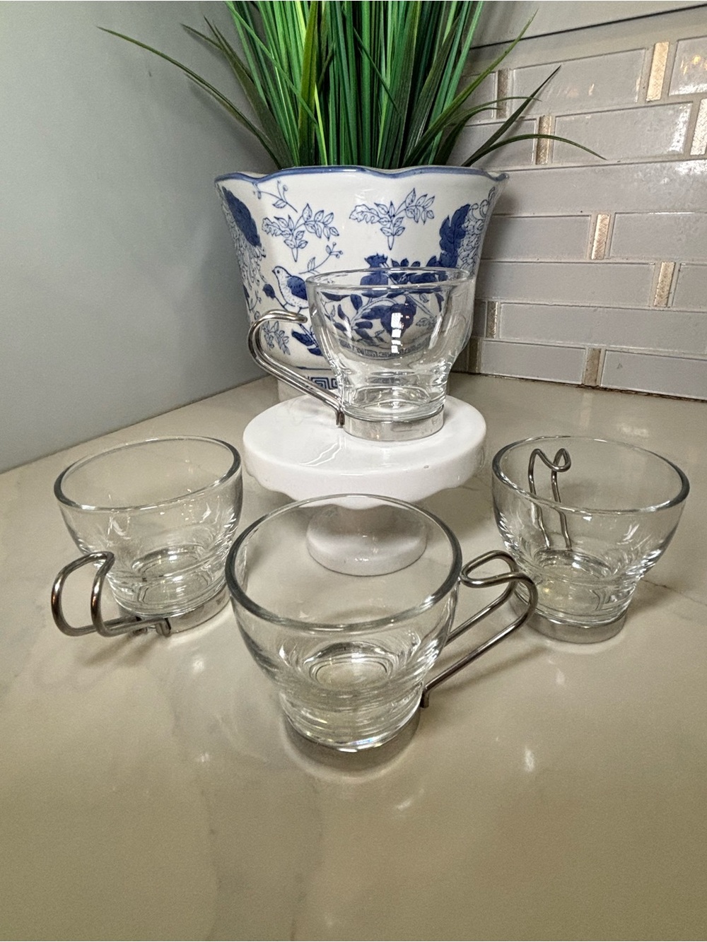 Bormioli Rocco Oslo Glass Cappuccino Cups Set Removable Stainless Steel Handles